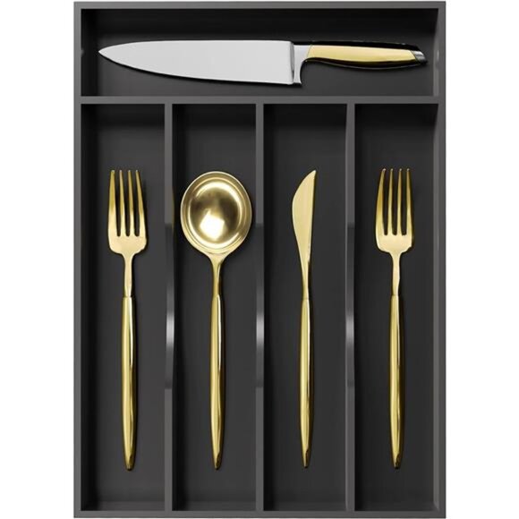 Bamboo Silverware Organizer Utensil Tray Drawer Cutlery Flatware Kitchen Storage - Picture 7 of 7